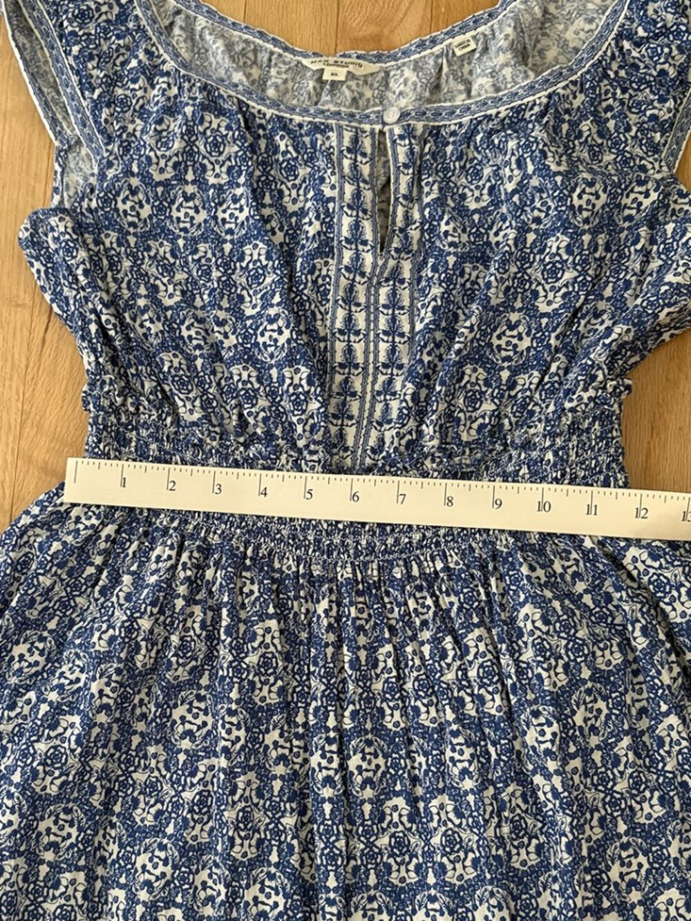 EUC MAX STUDIO Smocked Fit & Flare Maxi Dress, Blue, Size XL - Picture 7 of 10